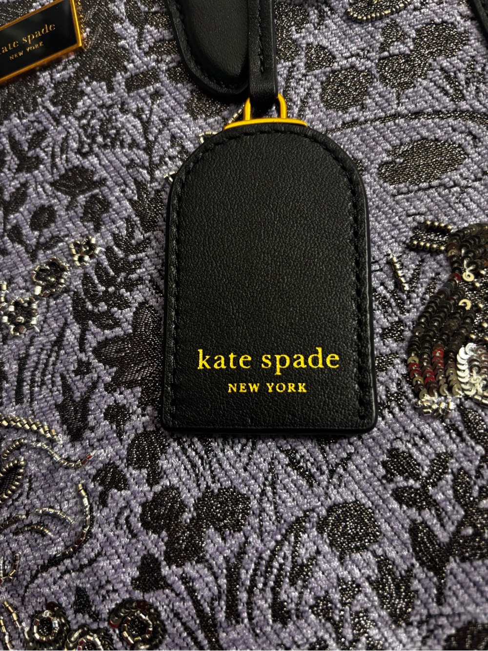 kate spade Lavender and Black Embroidered Satchel - Picture 5 of 7